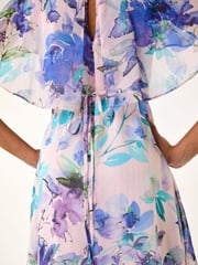 Roman Purple Floral Print Cape Back Midi Dress - Image 5 of 5