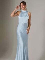 Jolie Moi Blue Halter Neck Maxi Dress - Image 3 of 6