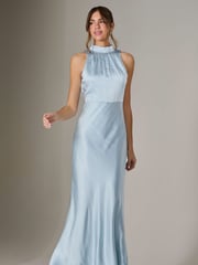 Jolie Moi Blue Halter Neck Maxi Dress - Image 4 of 6