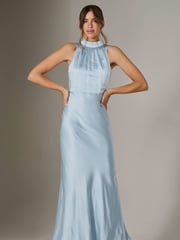 Jolie Moi Blue Halter Neck Maxi Dress - Image 5 of 6