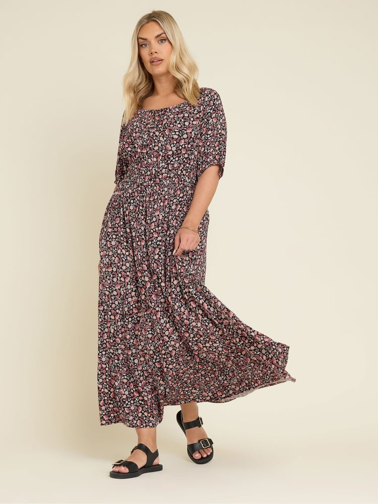 Yours Curve Black Boho Midaxi Dress - Image 2 of 5