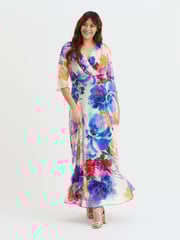 Scarlett & Jo Blue Verity Multi Colour Patchwork Print Maxi Gown - Image 1 of 4