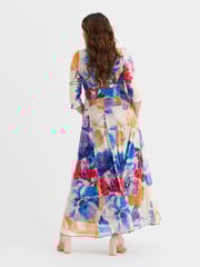 Scarlett & Jo Blue Verity Multi Colour Patchwork Print Maxi Gown - Image 4 of 4