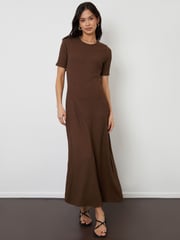 Threadbare Brown Textured Jersey Maxi Dress - Image 1 of 5