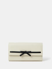 Accessorize Cream Bow Detail Clutch Bag - Image 1 of 3