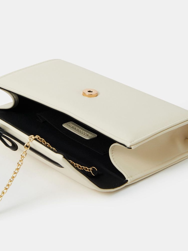 Accessorize Cream Bow Detail Clutch Bag - Image 3 of 3