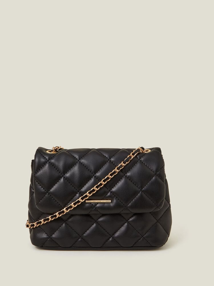 Accessorize Black Quilted Faux Leather Cross-Body Bag - Image 1 of 3