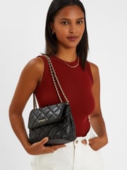 Accessorize Black Quilted Faux Leather Cross-Body Bag - Image 3 of 3