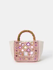 Accessorize Cream Mirror Embellished Handbag - Image 1 of 3
