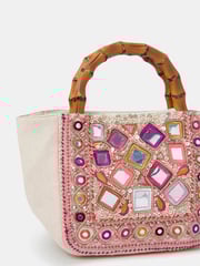 Accessorize Cream Mirror Embellished Handbag - Image 3 of 3