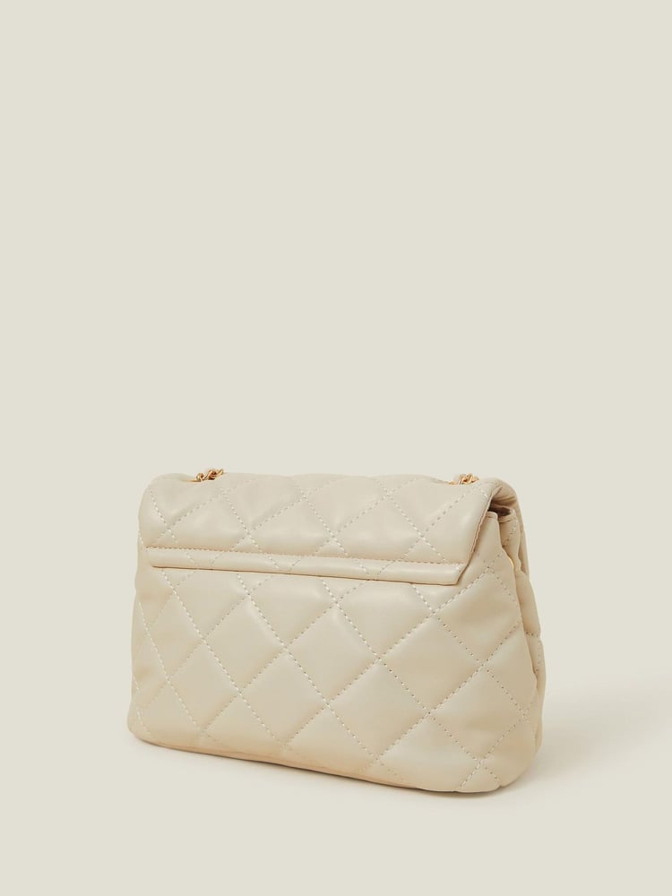 Accessorize Cream Quilted Faux Leather Cross-Body Bag - Image 2 of 3