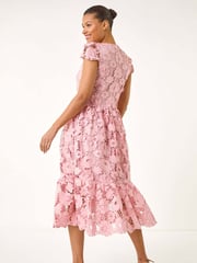 Roman Pink Crochet Lace Dress - Image 3 of 5