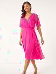 Roman Pink Sequin Embellished Maxi Wrap Dress - Image 1 of 5