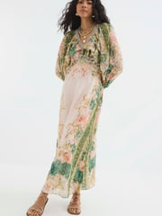 River Island Pink V-Neck Ruffle Maxi Dress - Image 1 of 4
