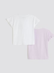 River Island Purple Girls Frill 100% Cotton T-Shirts 2 Pack - Image 2 of 4