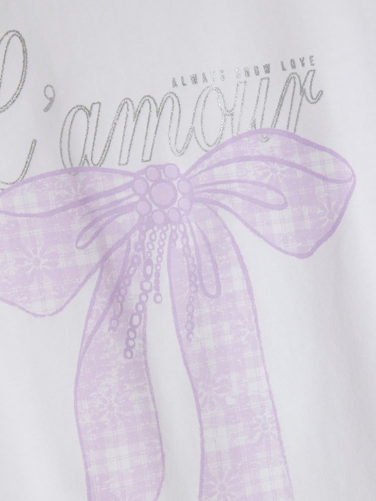 River Island Purple Girls Frill 100% Cotton T-Shirts 2 Pack - Image 4 of 4