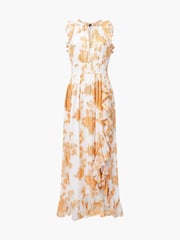 French Connection Pink Elko Jaquard Flutted Midi Dress - Image 4 of 4