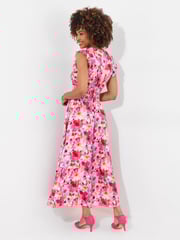 Joe Browns Pink Petite Sequin Embellished Shirred Waist Floral Maxi Dress - Image 4 of 8