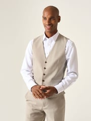 Skopes Natural Tailored Fit Caspian Single Breasted Stretch Look Suit Waistcoat - Image 1 of 4