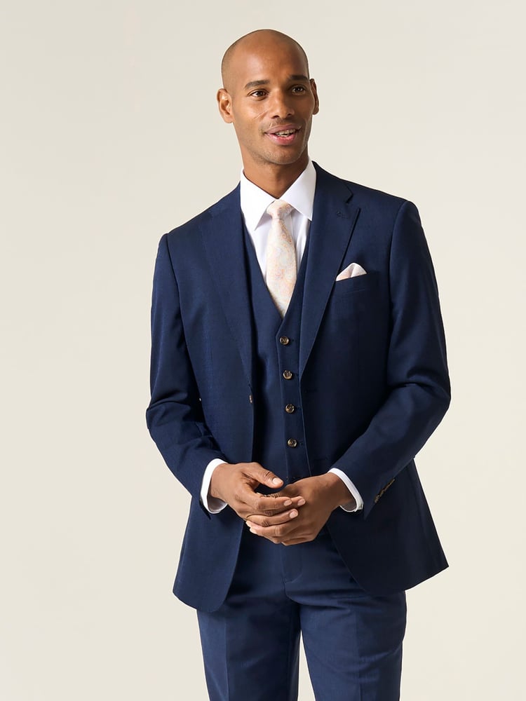Skopes Blue Tailored Fit Caspian Stretch Look Suit Jacket - Image 1 of 6
