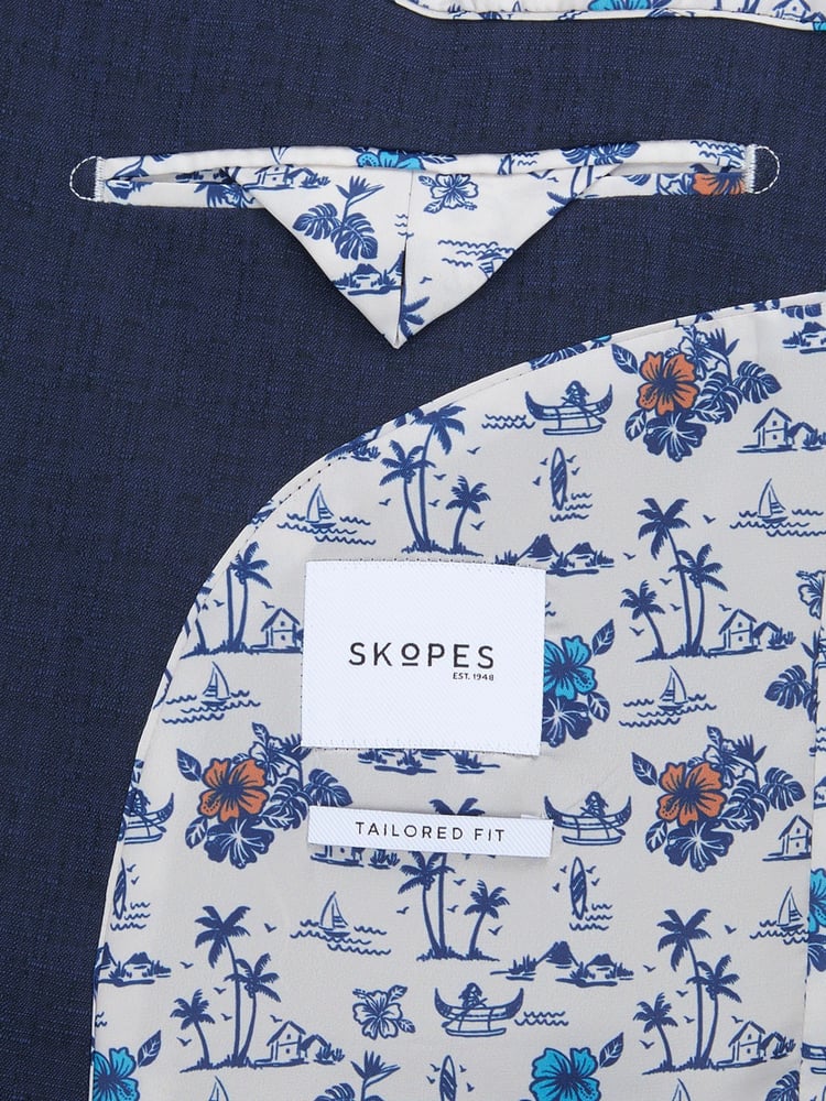 Skopes Blue Tailored Fit Caspian Stretch Look Suit Jacket - Image 6 of 6
