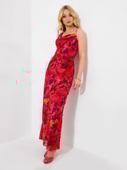 Joe Browns Red Petite Bold Statement Floral Asymmetric Bodycon Maxi Dress - Image 2 of 7