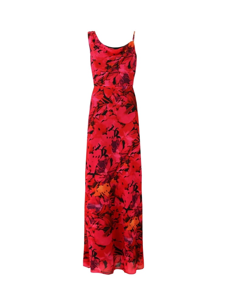 Joe Browns Red Petite Bold Statement Floral Asymmetric Bodycon Maxi Dress - Image 7 of 7