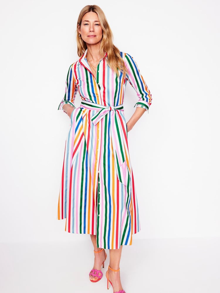 Boden Pink Amy 100% Cotton Midi Shirt Dress - Image 2 of 6