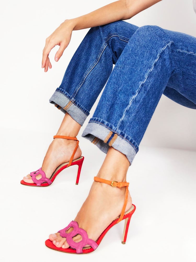 Boden Pink Circle Detail Heeled Sandals - Image 2 of 6