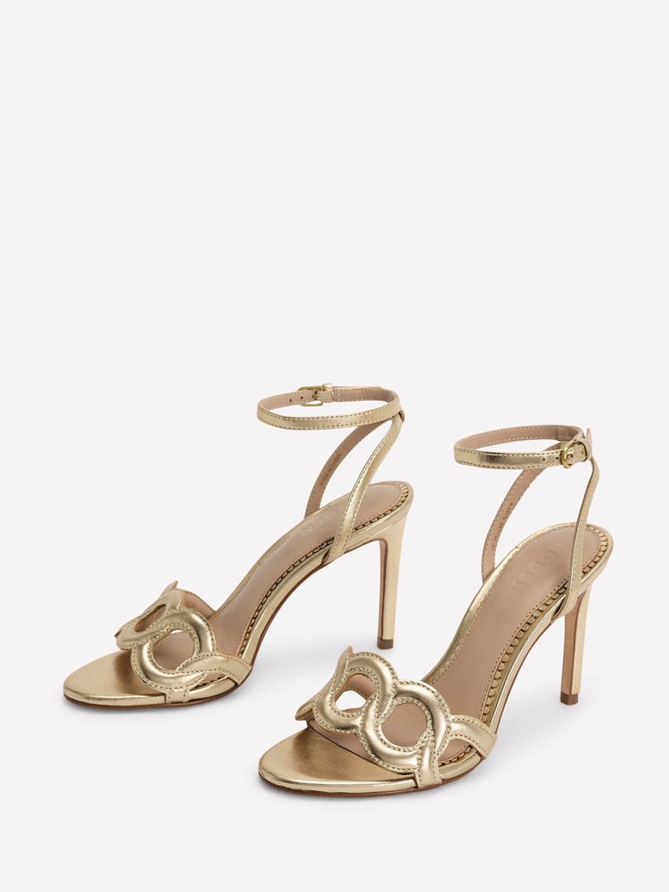 Boden Gold Circle Detail Heeled Sandals - Image 2 of 4