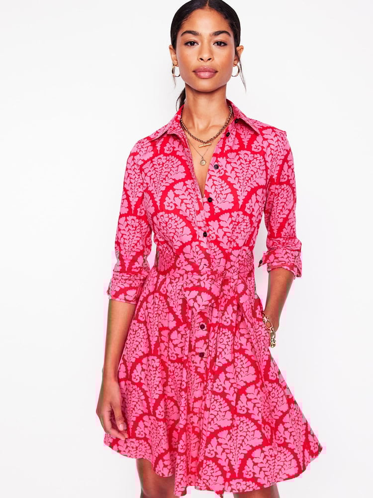 Boden Red Amy 100% Cotton Short Shirt Dress - Image 1 of 4