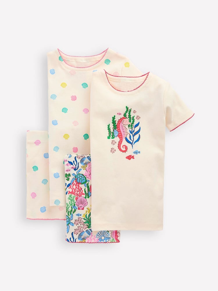 Boden Cream Twin Pack Short 100% Cotton Pyjamas - Image 1 of 3 Boden Cream Twin Pack Short 100% Cotton Pyjamas - Image 1 of 3