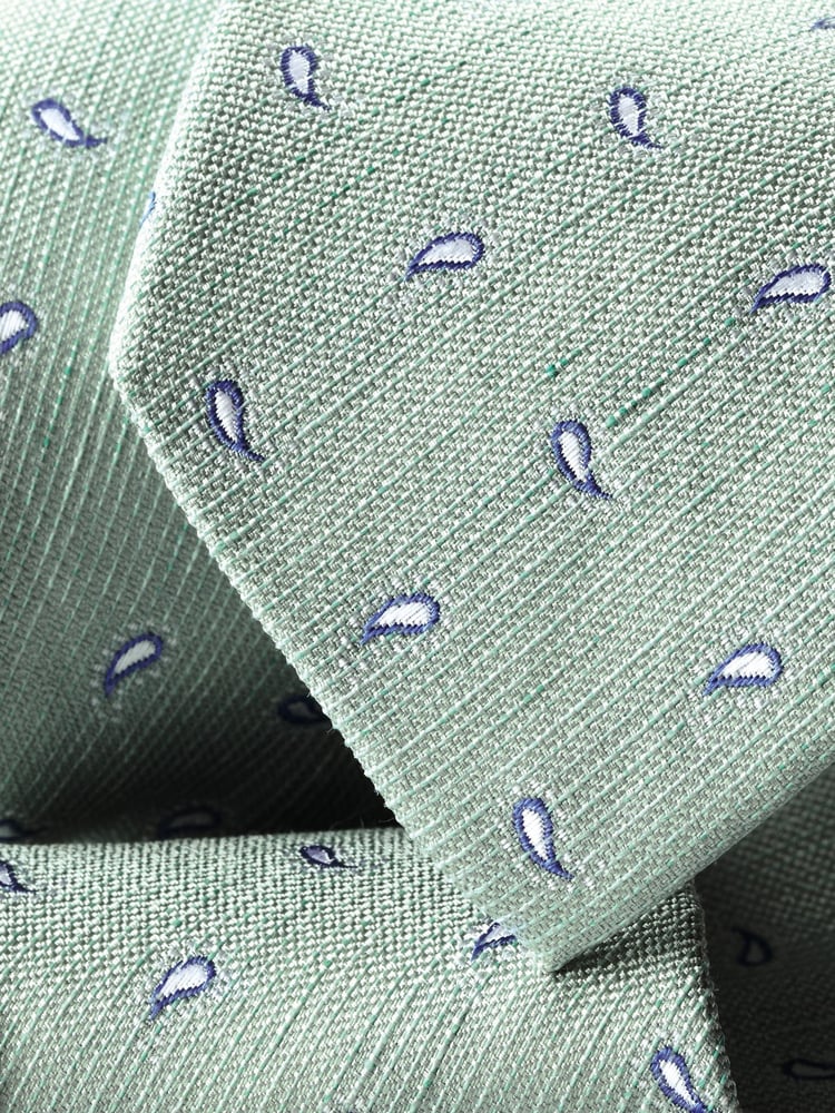 Charles Tyrwhitt Green Silk Linen Printed Tie - Image 2 of 2