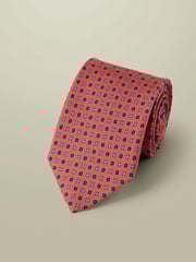 Charles Tyrwhitt Pink Silk Print Tie - Image 1 of 2