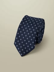 Charles Tyrwhitt Blue Silk Linen Printed Tie - Image 1 of 2