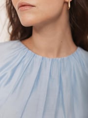 Mint Velvet Blue Sheer Puff Sleeve Blouse - Image 6 of 8