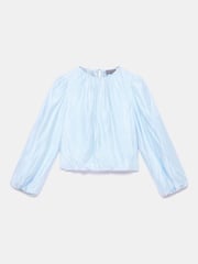 Mint Velvet Blue Sheer Puff Sleeve Blouse - Image 7 of 8