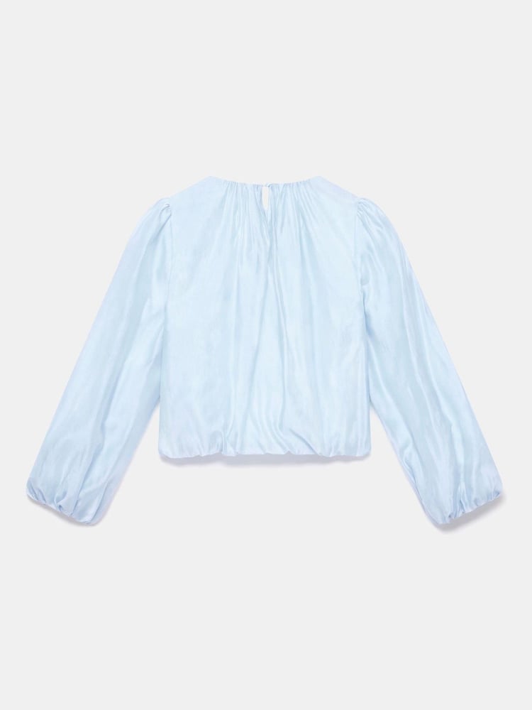 Mint Velvet Blue Sheer Puff Sleeve Blouse - Image 8 of 8
