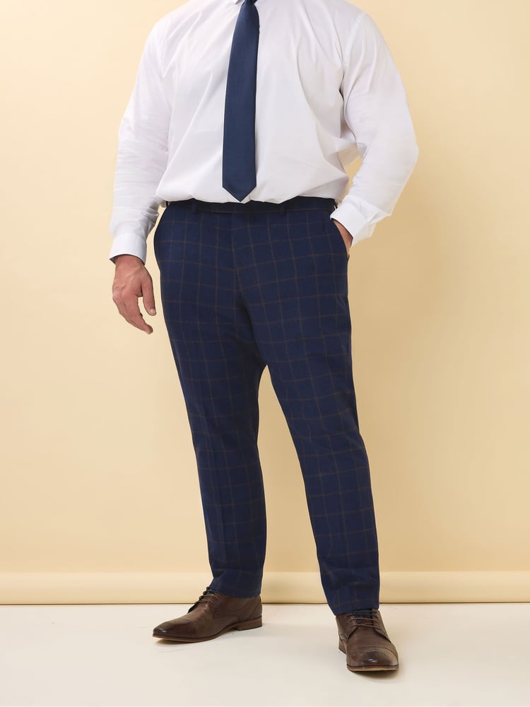 BadRhino Big & Tall Blue Tweed Suit Trousers - Image 1 of 7