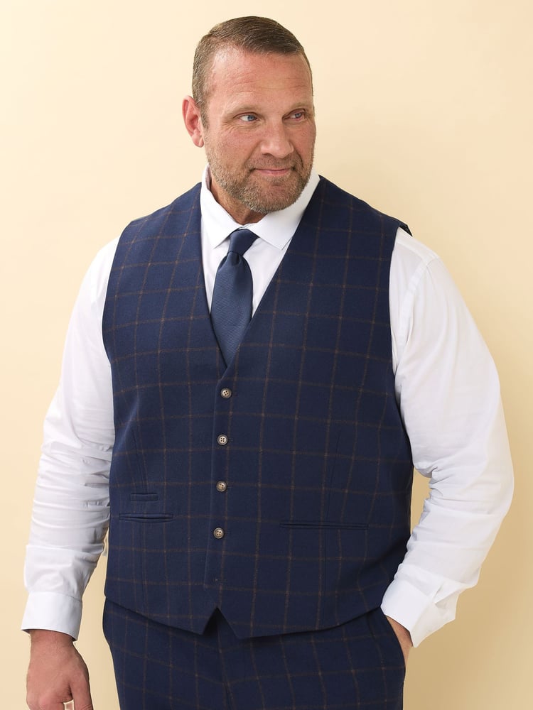 BadRhino Big & Tall Blue Tweed Waistcoat - Image 1 of 6