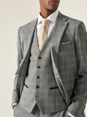Skopes Grey Tailored Fit Single Breasted Dettori Check Suit Waistcoat - Image 3 of 5