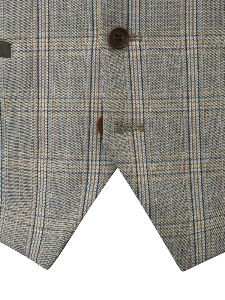 Skopes Grey Tailored Fit Single Breasted Dettori Check Suit Waistcoat - Image 5 of 5