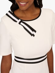 Adrianna Papell Crepe Ribbon Short White Dress - Image 4 of 6