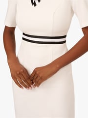 Adrianna Papell Crepe Ribbon Short White Dress - Image 5 of 6