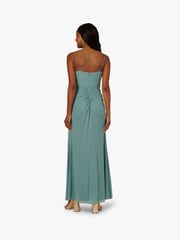 Adrianna Papell Green Stretch Mesh Draped Gown - Image 2 of 6
