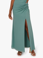 Adrianna Papell Green Stretch Mesh Draped Gown - Image 4 of 6