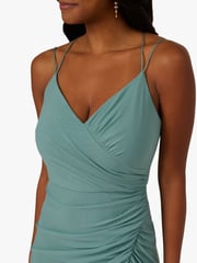 Adrianna Papell Green Stretch Mesh Draped Gown - Image 5 of 6