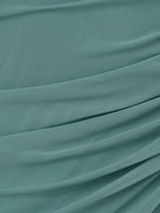 Adrianna Papell Green Stretch Mesh Draped Gown - Image 6 of 6