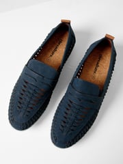 Threadbare Blue Faux Suede Woven Loafers - Image 2 of 4