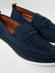 Threadbare Blue Faux Suede Woven Loafers - Image 3 of 4